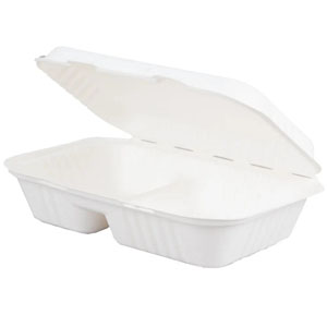 Bagasse Meal Box 2x Compartment - 50 Per Pack